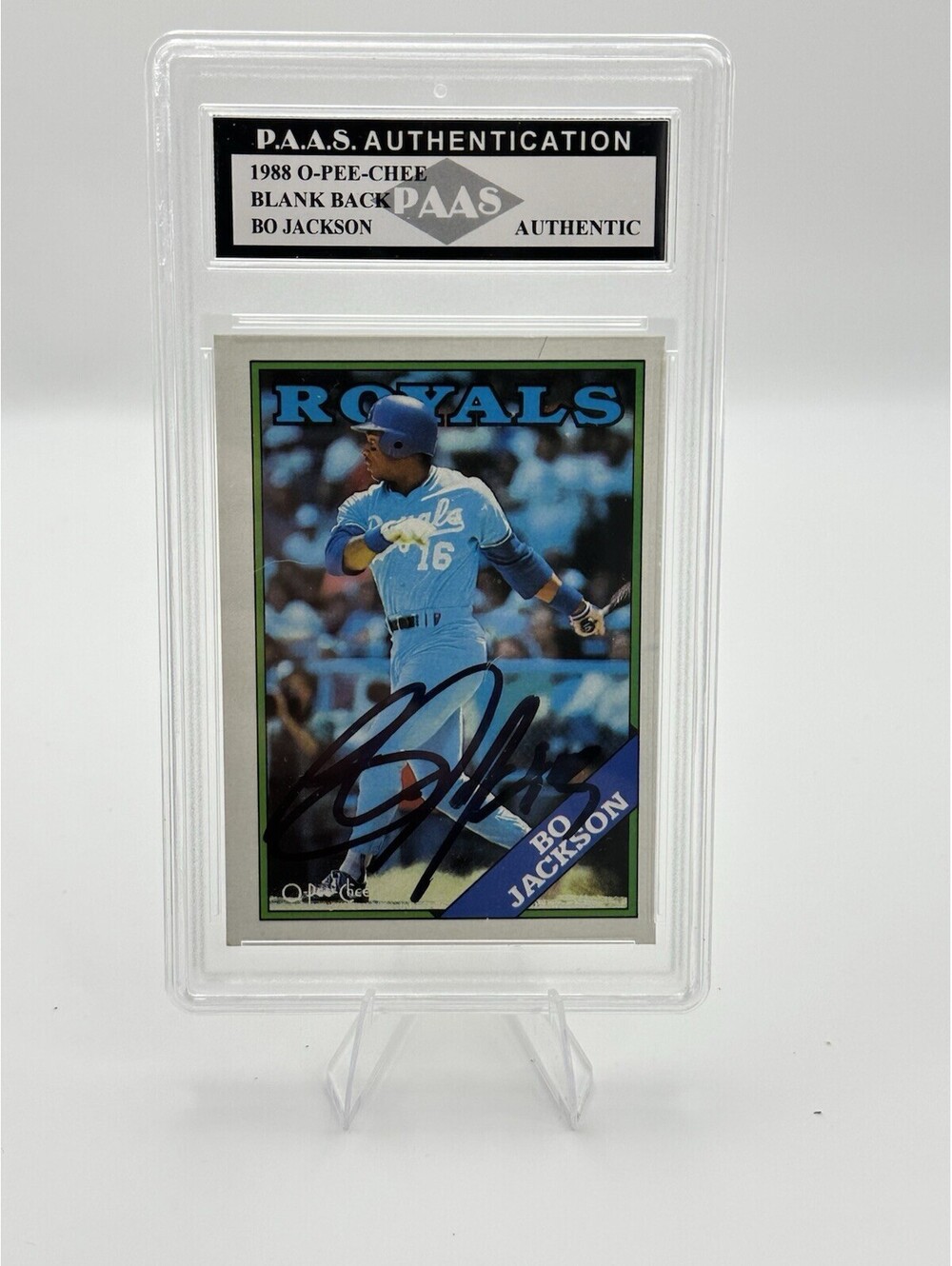 1988 O-Pee-Chee Bo Jackson Signed Blank Back Card PAAS Authentic Auto Royals
